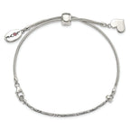 Sterling Silver Antiqued Reflections Crystal Love Heart Adjust Bracelet