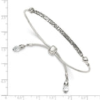 Sterling Silver Antiqued Reflections Clear Crystal Adjustable Bracelet