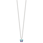 Sterling Silver Polished Blue & Purple Enameled Butterfly with 1.5inch Extension Children's Necklace