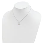 Sterling Silver Polished Yellow & White Enamel Flower Children's Necklace