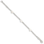 Sterling Silver Polished Hearts with .25in ext. Children's Bracelet