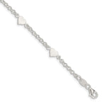 Sterling Silver Polished Hearts with .25in ext. Children's Bracelet