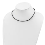 Sterling Silver 3mm Black Twisted Rubber Necklace