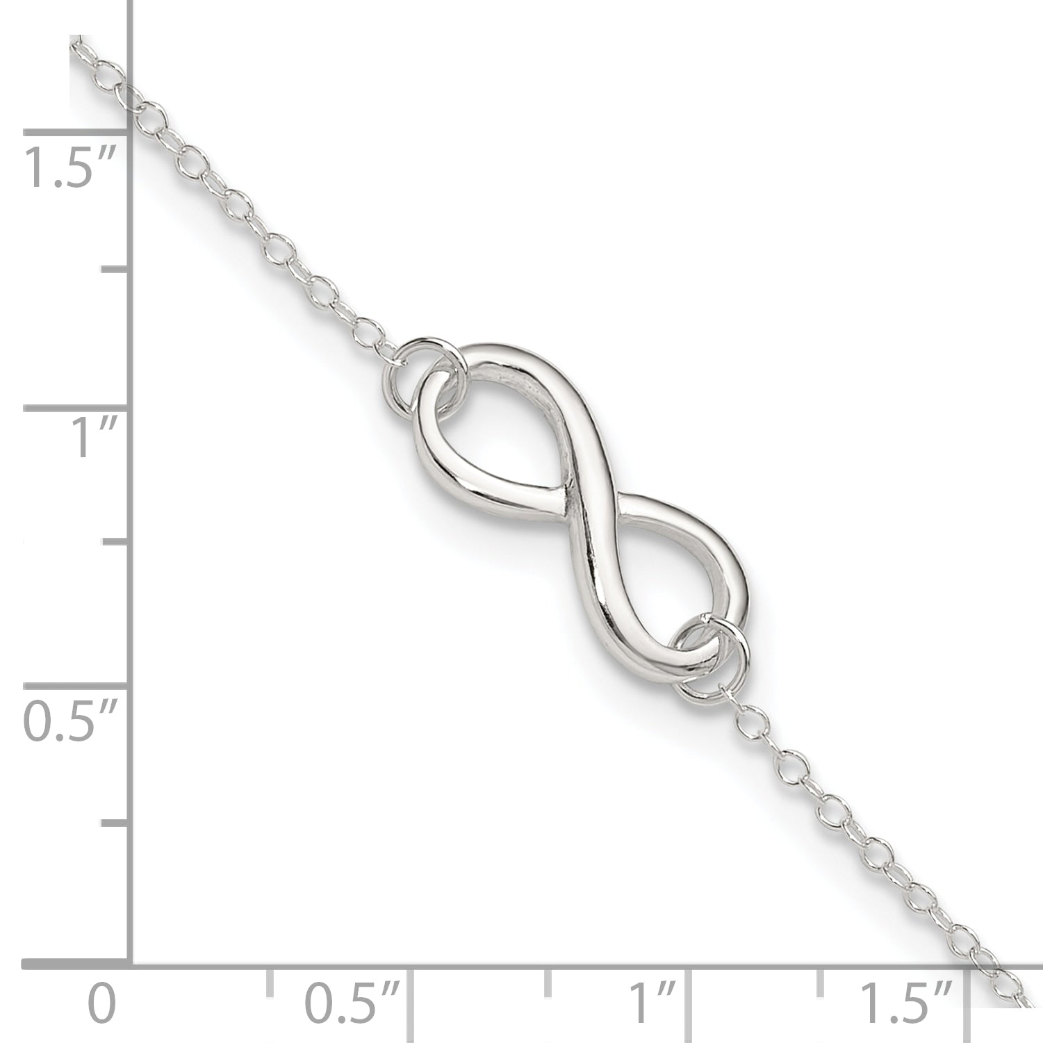 Sterling Silver Infinity 9 inch Plus 1 inch Extender - Total 10 inch Anklet