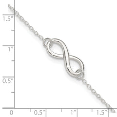 Sterling Silver Infinity 9 inch Plus 1 inch Extender - Total 10 inch Anklet