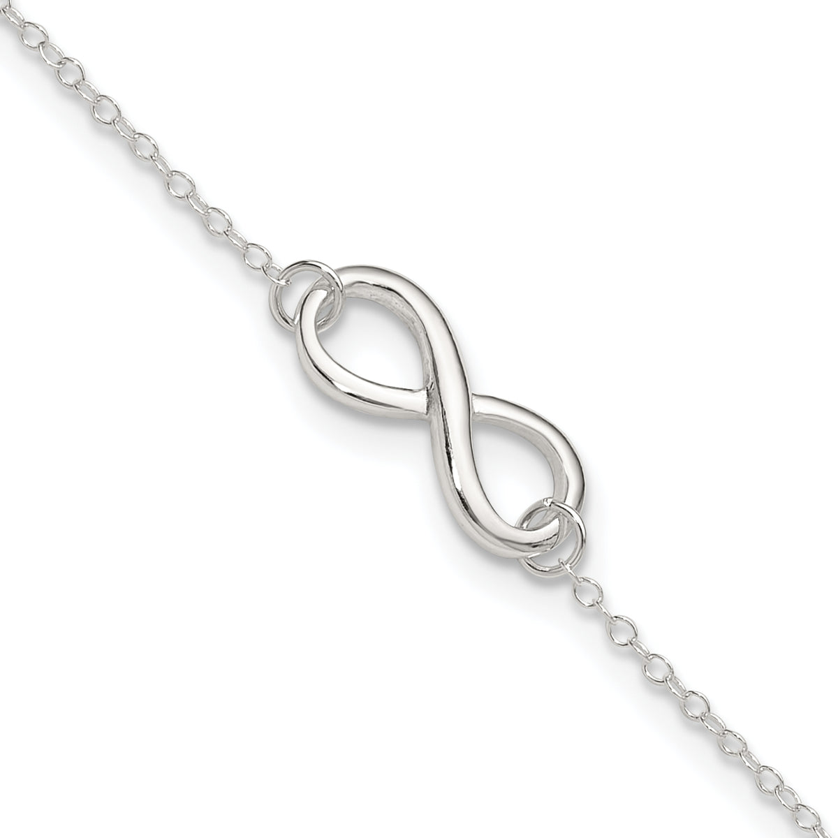 Sterling Silver Infinity 10 inch Plus 1 inch Extender - Total 11 inch Anklet
