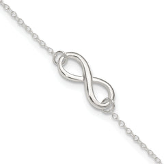 Sterling Silver Infinity 10 inch Plus 1 inch Extender - Total 11 inch Anklet