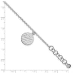 Sterling Silver Polished I Love You Circle Disc With 1in. Ext. Bracelet