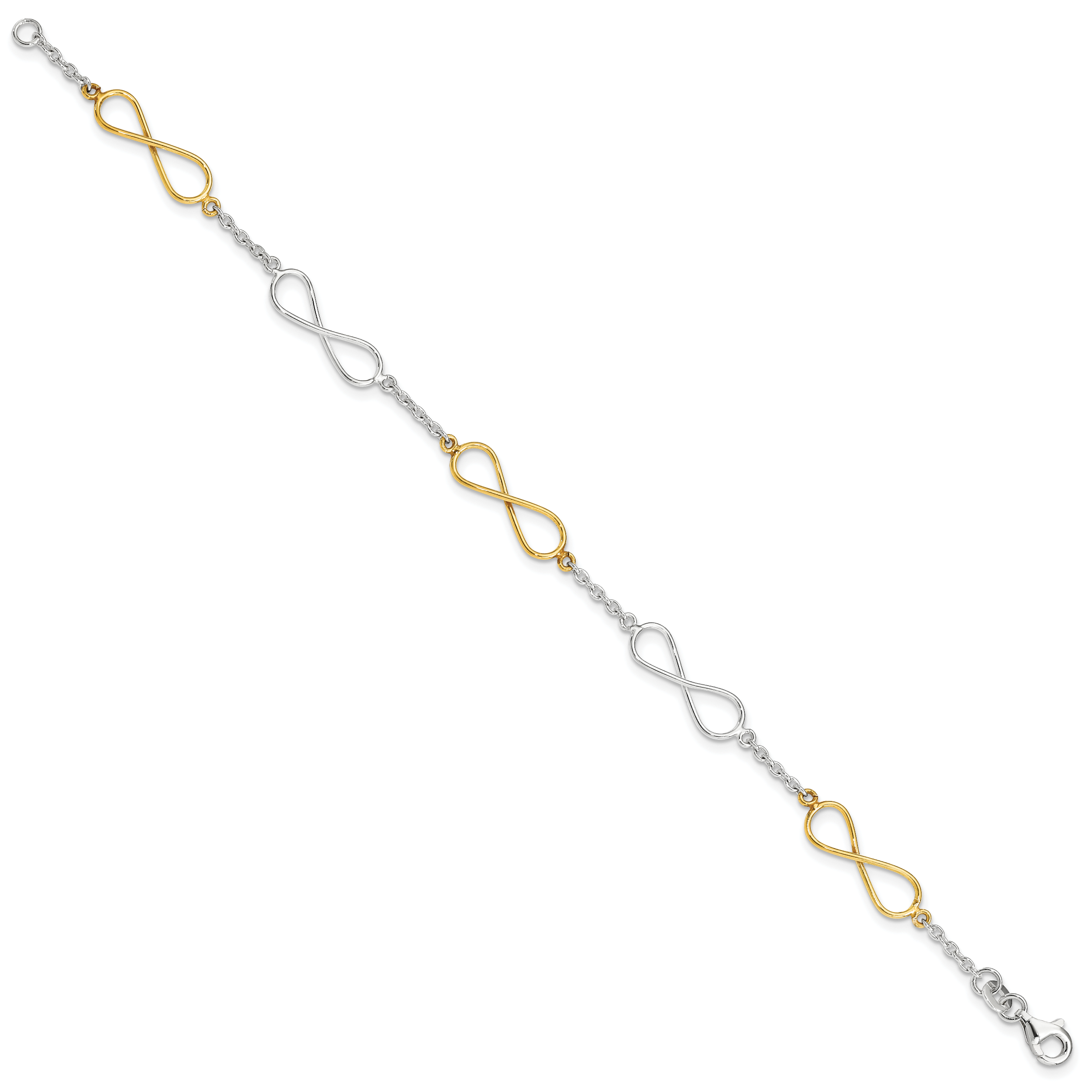 Sterling Silver Polished Flash Gold Infinity Symbol Bracelet Secondary image