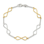 Sterling Silver Polished Flash Gold Infinity Symbol Bracelet