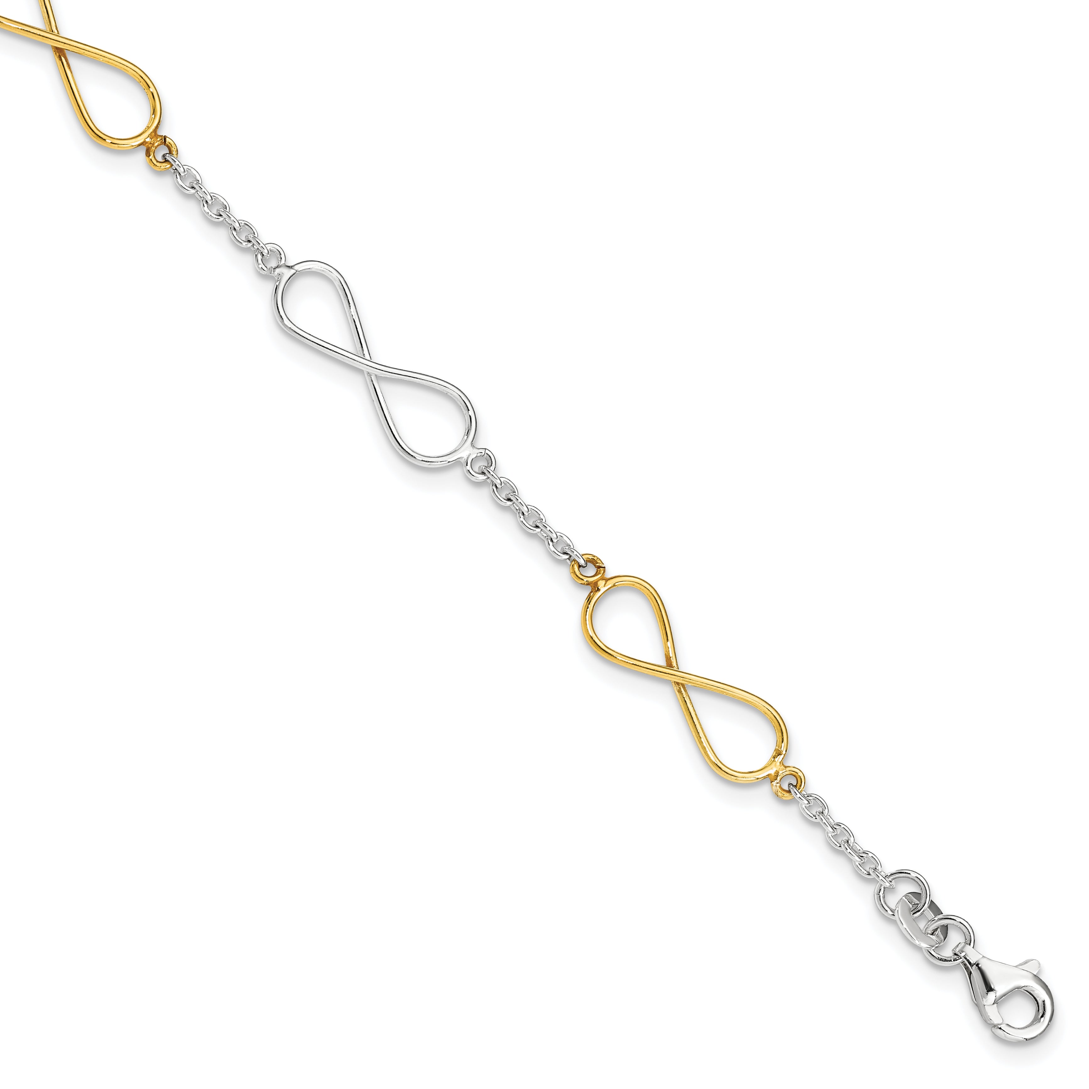 Sterling Silver Polished Flash Gold Infinity Symbol Bracelet Main image