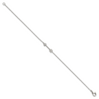 Sterling Silver Rhodium-plated Polished ArroWith Heart with CZ Bracelet