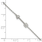 Sterling Silver Rhodium-plated Polished ArroWith Heart with CZ Bracelet