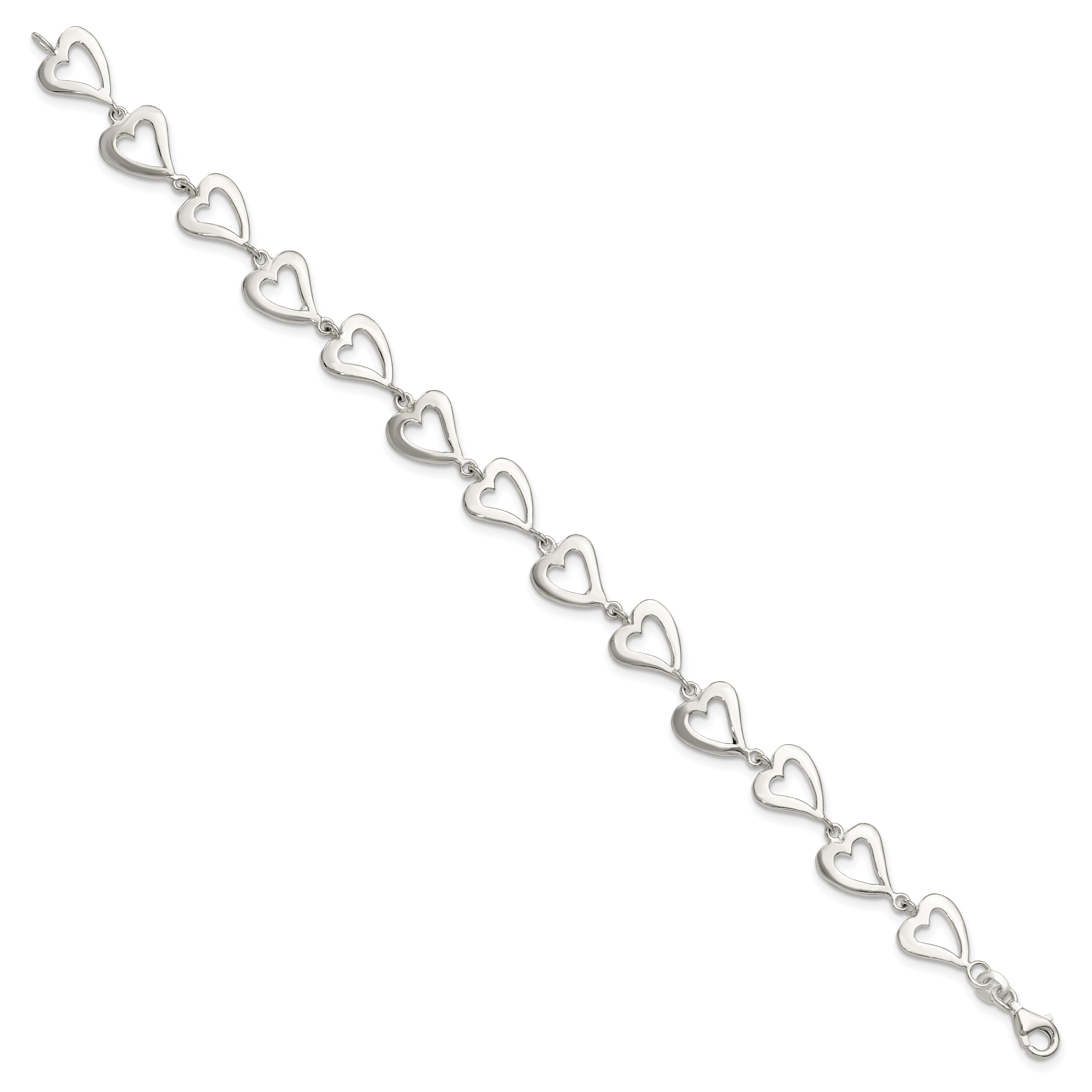 Sterling Silver Polished Heart Bracelet Secondary image