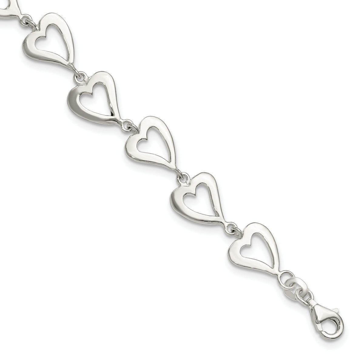 Heart Link Bracelet in Sterling Silver, 10.75mm, 7.5 Inch - Sophia Jewelers Main image