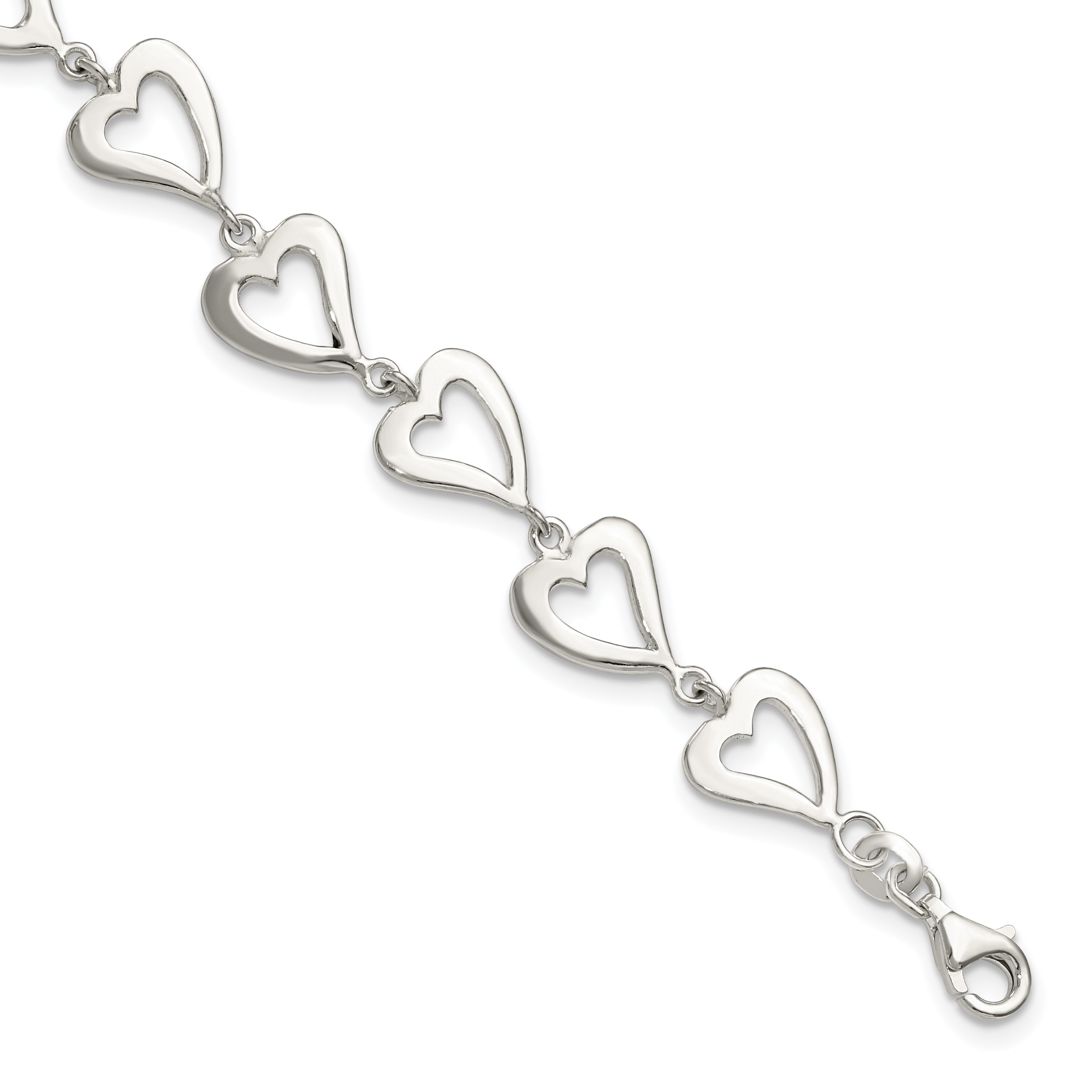 Sterling Silver Polished Heart Bracelet Main image