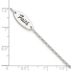 Sterling Silver Polished Enamel FAITH and Cross Bracelet