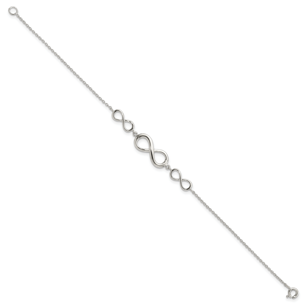Sterling Silver Rhodium-plated Polished Infinity Symbol Bracelet