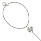 Cubic Zirconia Four Leaf Clover Bracelet in Sterling Silver, 7 Inch - Sophia Jewelers