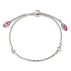 Sterling Silver Antiqued Pink Crystal Briolette Adjustable Bracelet