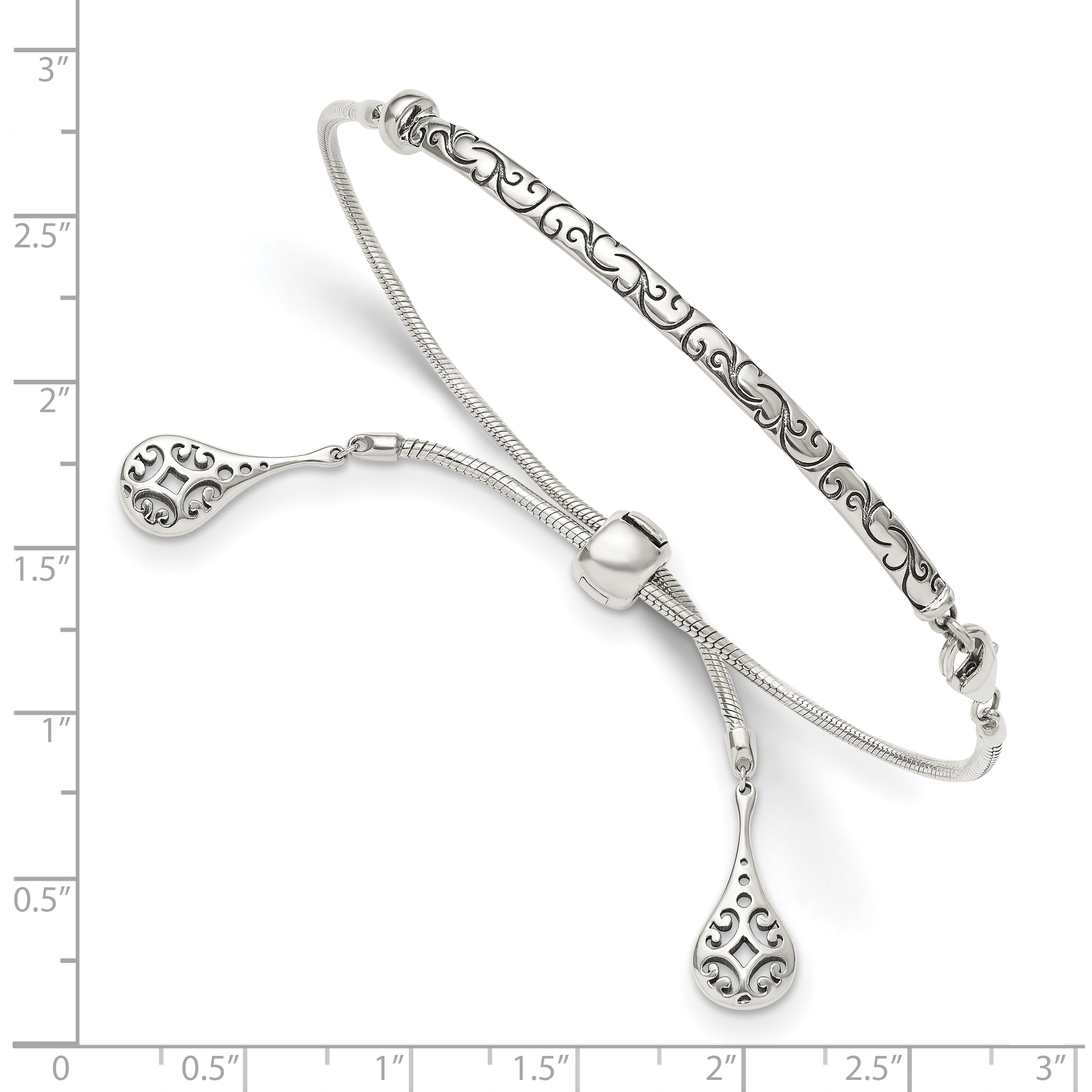 Sterling Silver Antiqued Filigree Drops Adjustable Bracelet Secondary image