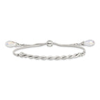 Sterling Silver Antiqued Crystal Tassel Adjustable Bracelet