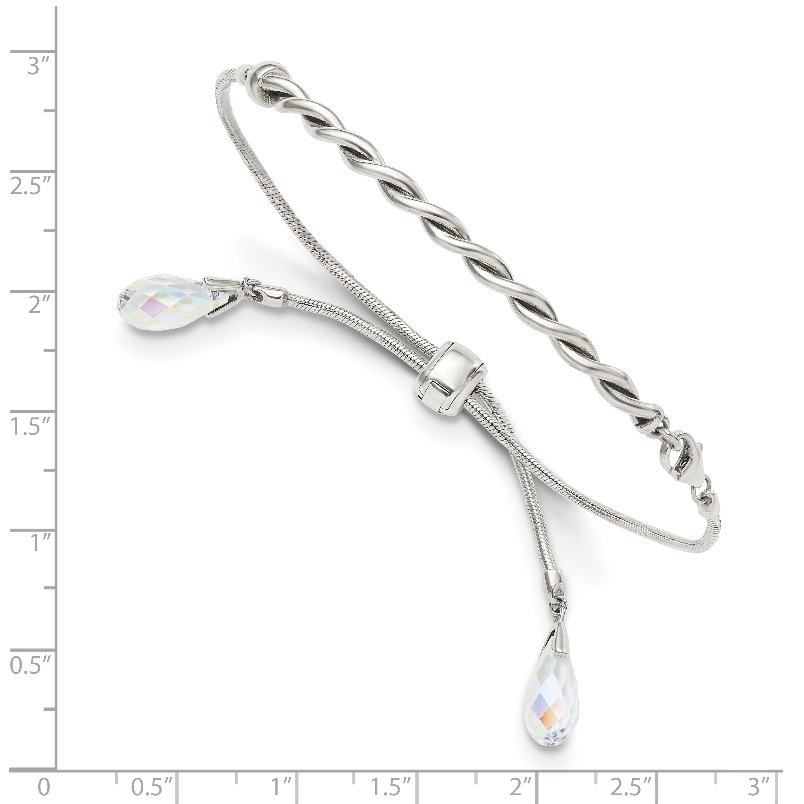 Sterling Silver Antiqued Crystal Tassel Adjustable Bracelet Secondary image