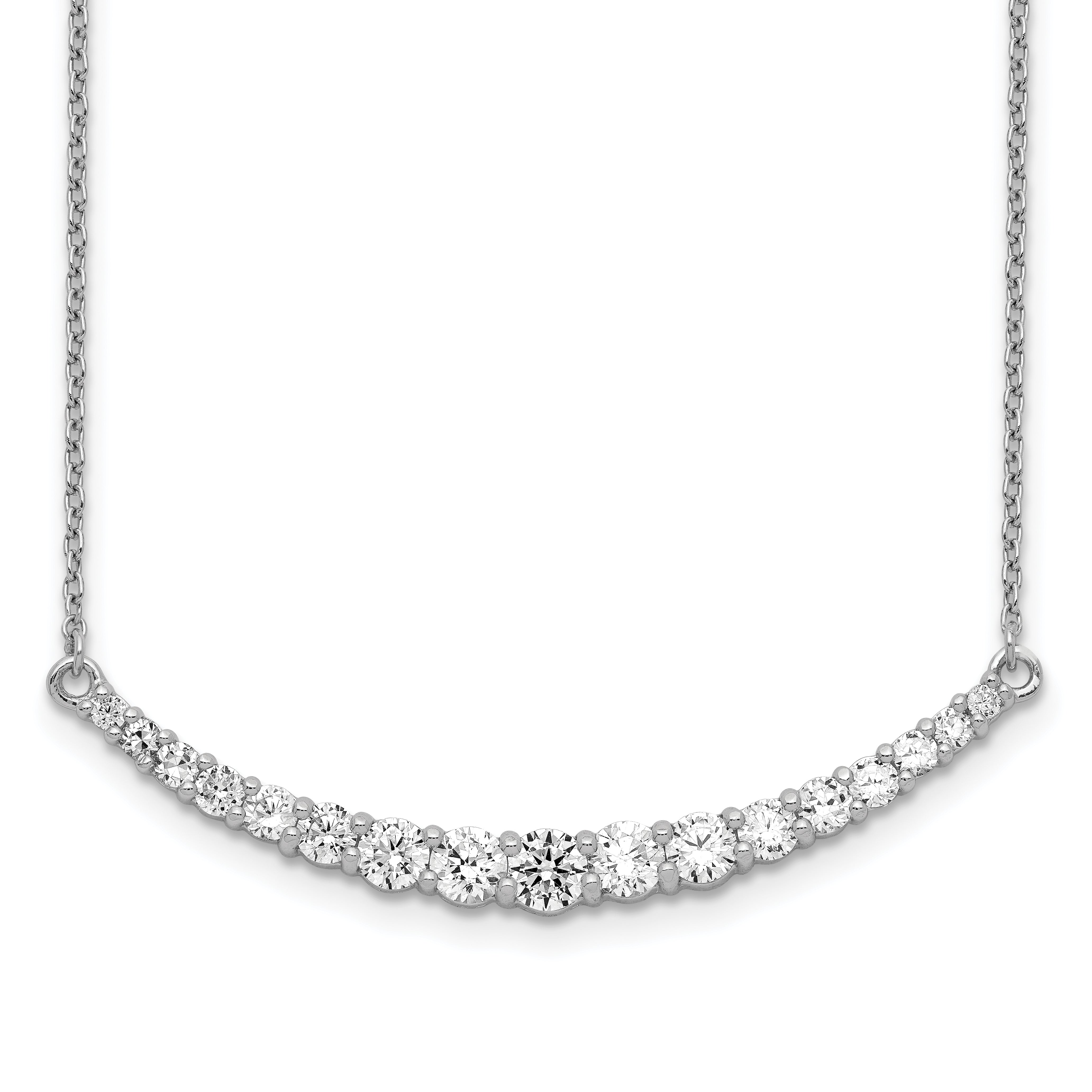 Sterling Silver Rhodium-plated CZ With 2in ext. Bar Necklace Main image