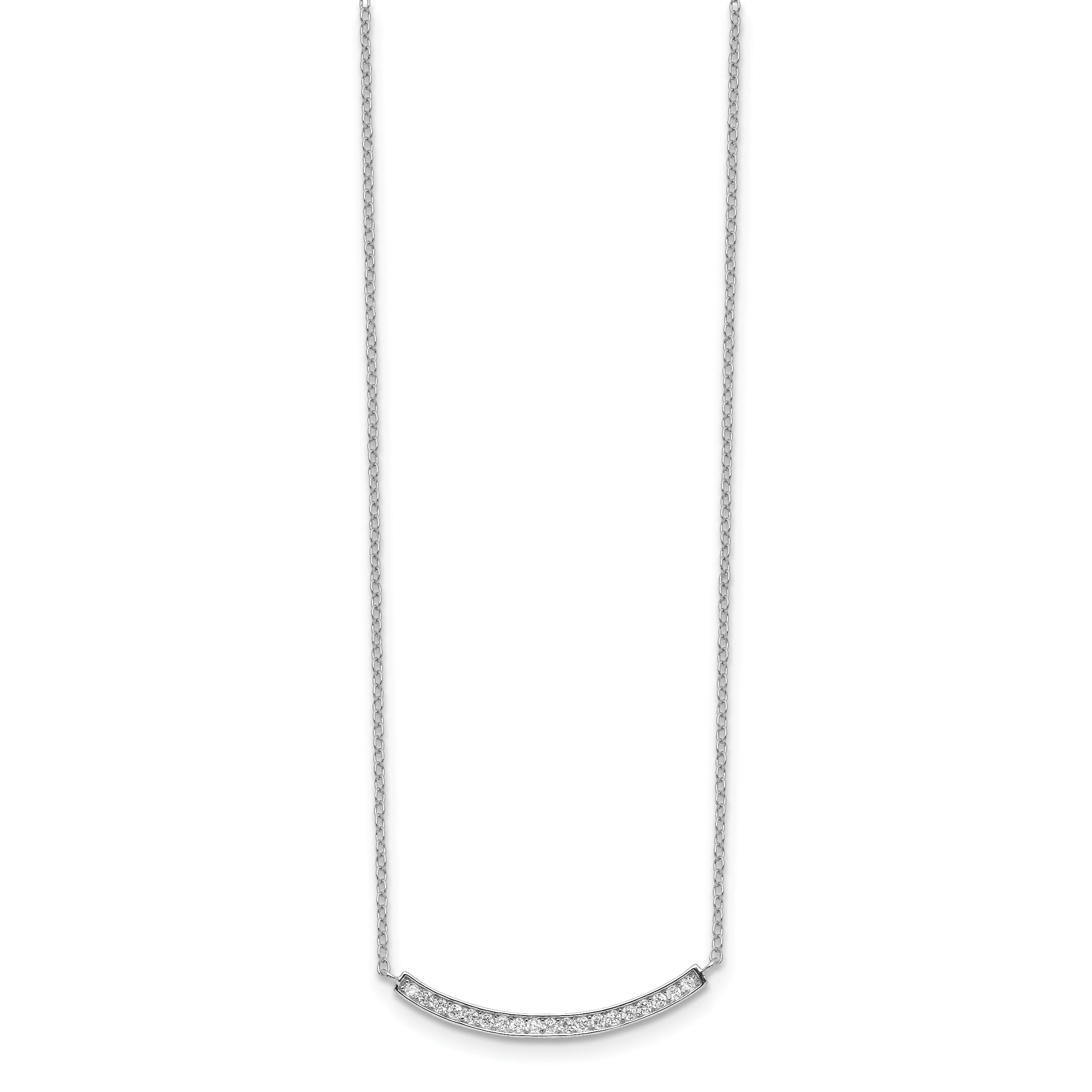 Sterling Silver Rhodium-plated CZ Fancy Bar Necklace Secondary image