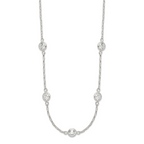 Sterling Silver Polished 5-Station CZ Necklace