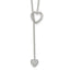 Sterling Silver Rhodium-plated Polished Adjustable Hearts with CZ Necklace