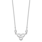 Sterling Silver Rhodium-plated Polished Celtic Knot 16 inch Necklace with 1.5 inch extension