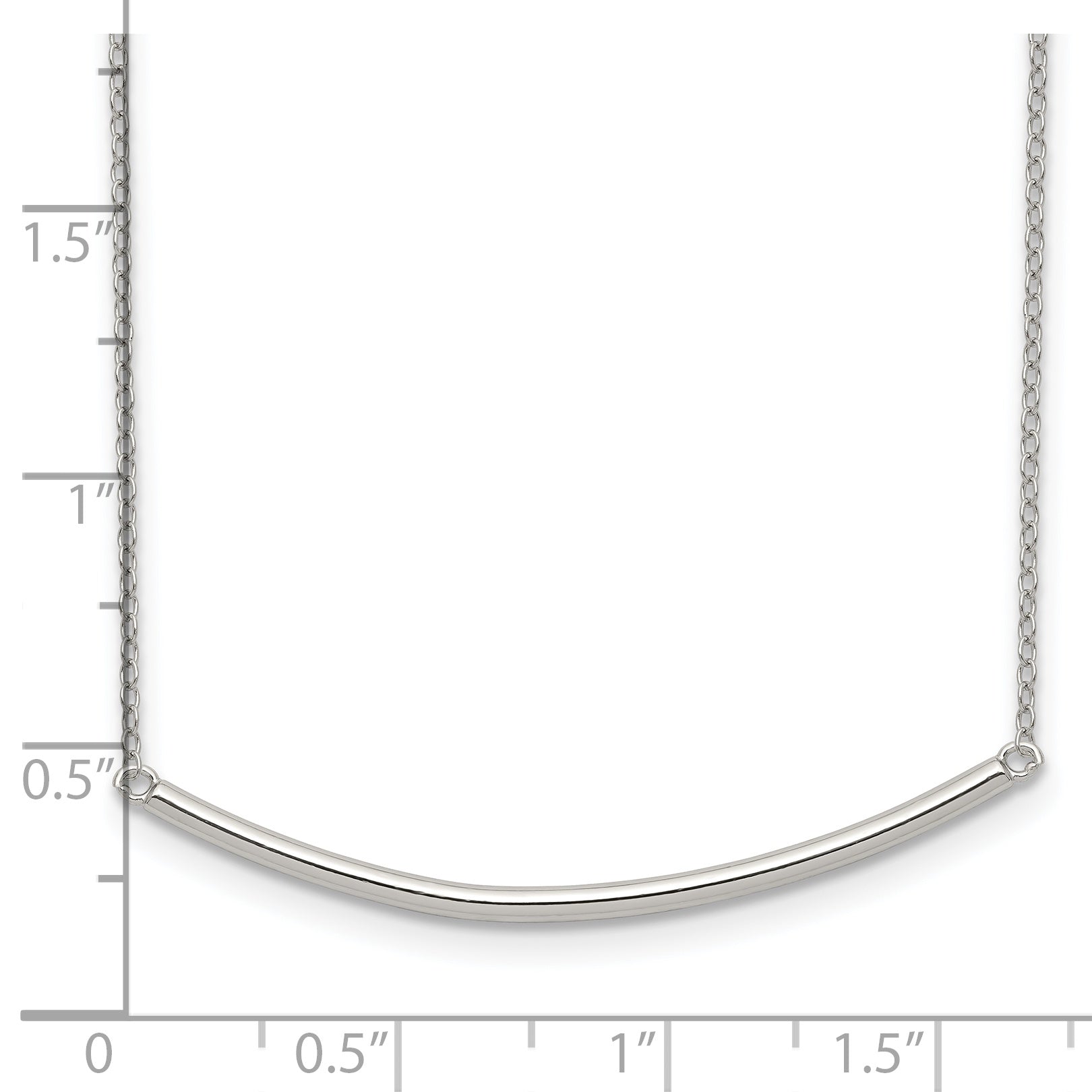 Sterling Silver Rhodium-plated Polished With 1 inch ext. Bar Necklace