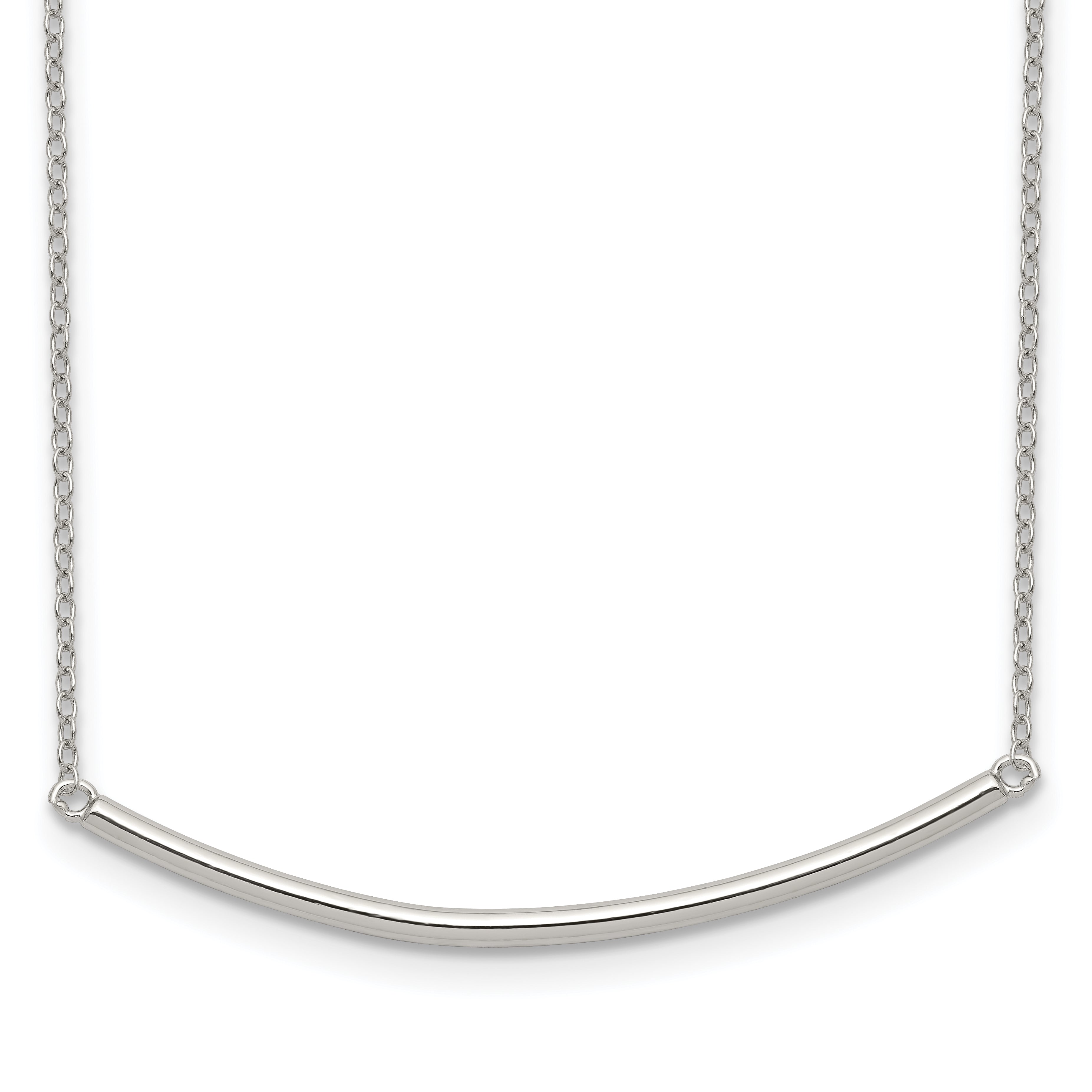 Sterling Silver Rhodium-plated Polished With 1 inch ext. Bar Necklace