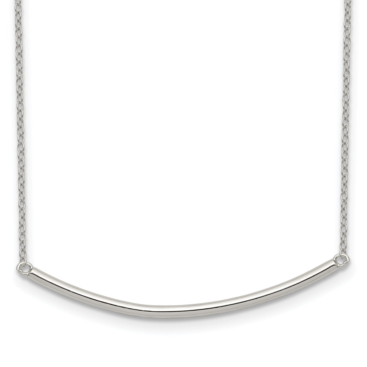 Sterling Silver Rhodium-plated Polished With 1 inch ext. Bar Necklace