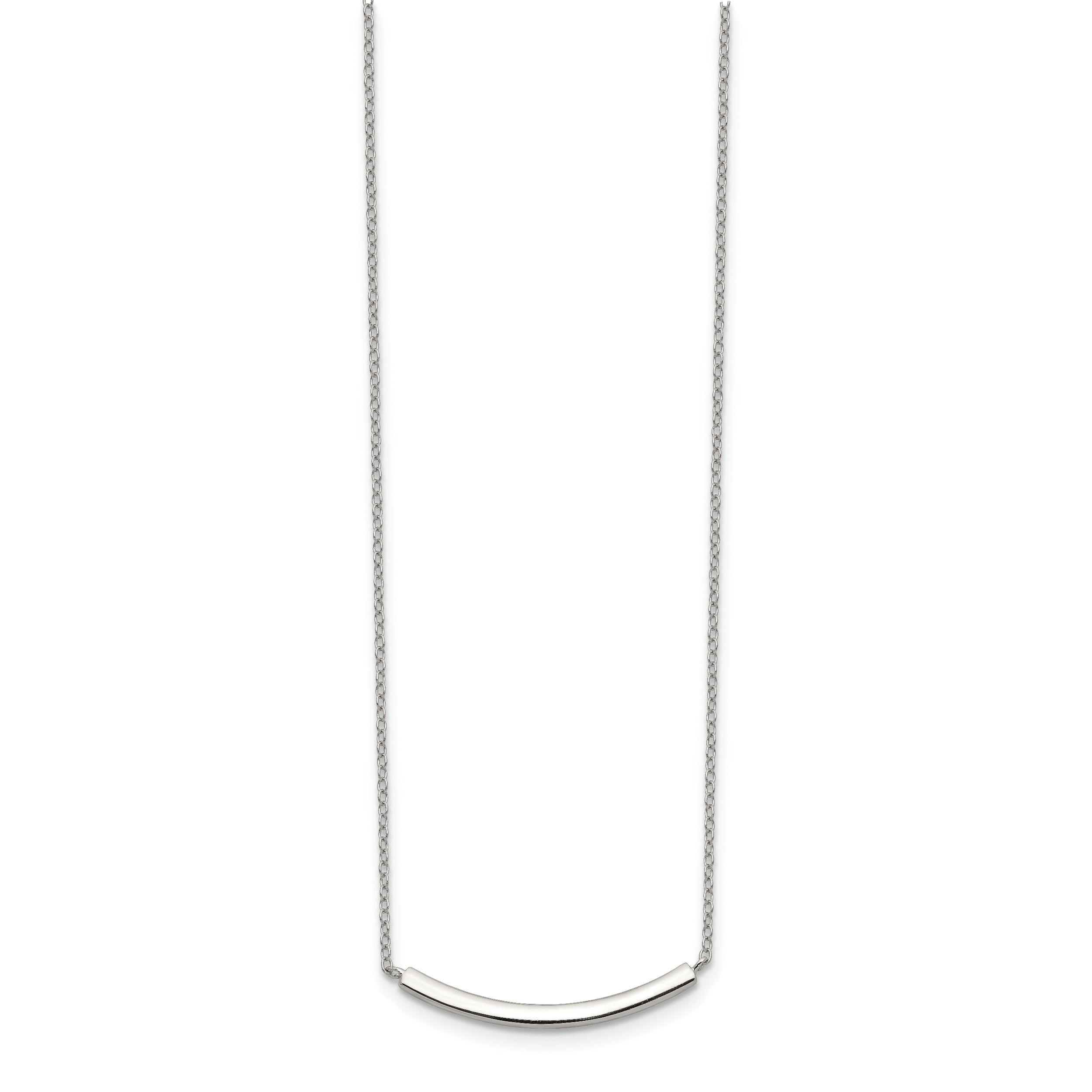 Sterling Silver Rhodium-plated With 2in ext. Bar Necklace
