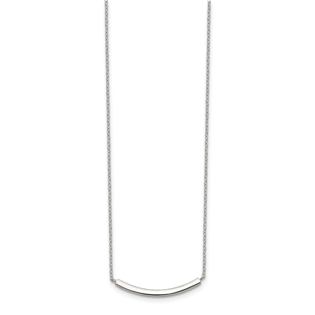 Sterling Silver Rhodium-plated With 2in ext. Bar Necklace