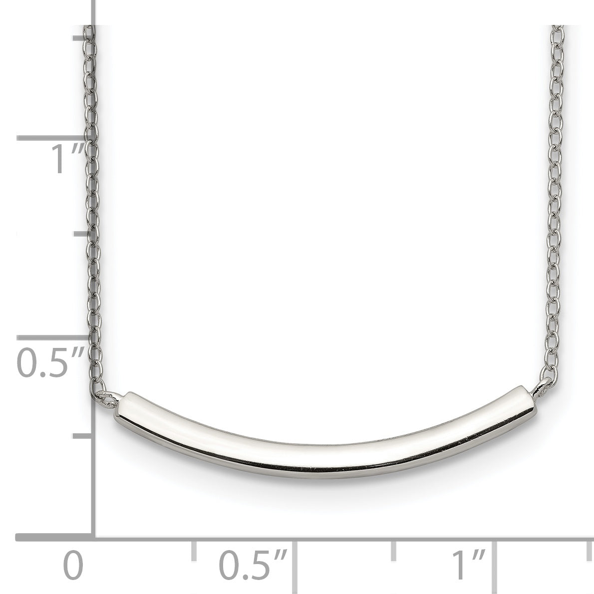 Sterling Silver Rhodium-plated With 2in ext. Bar Necklace