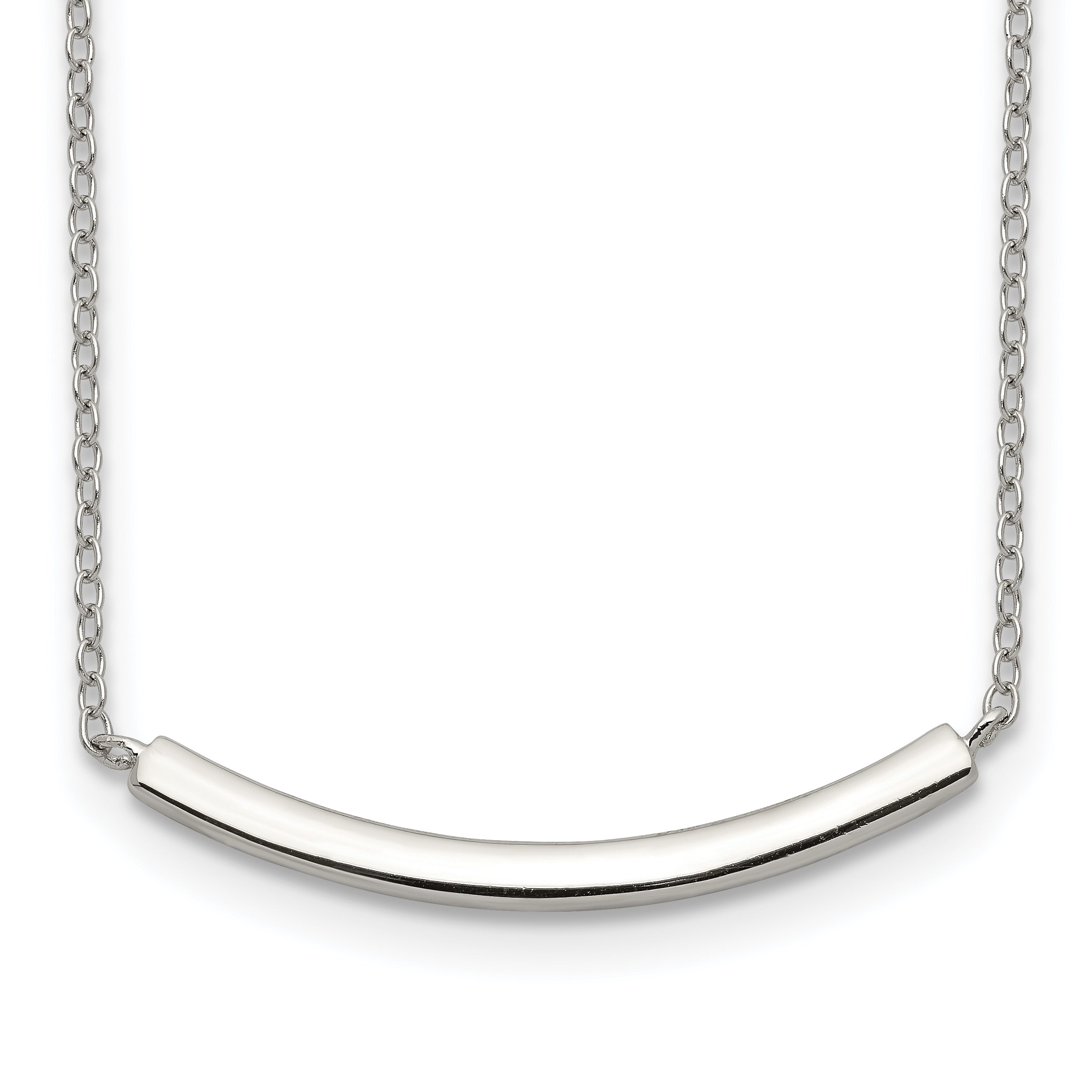 Sterling Silver Rhodium-plated With 2in ext. Bar Necklace