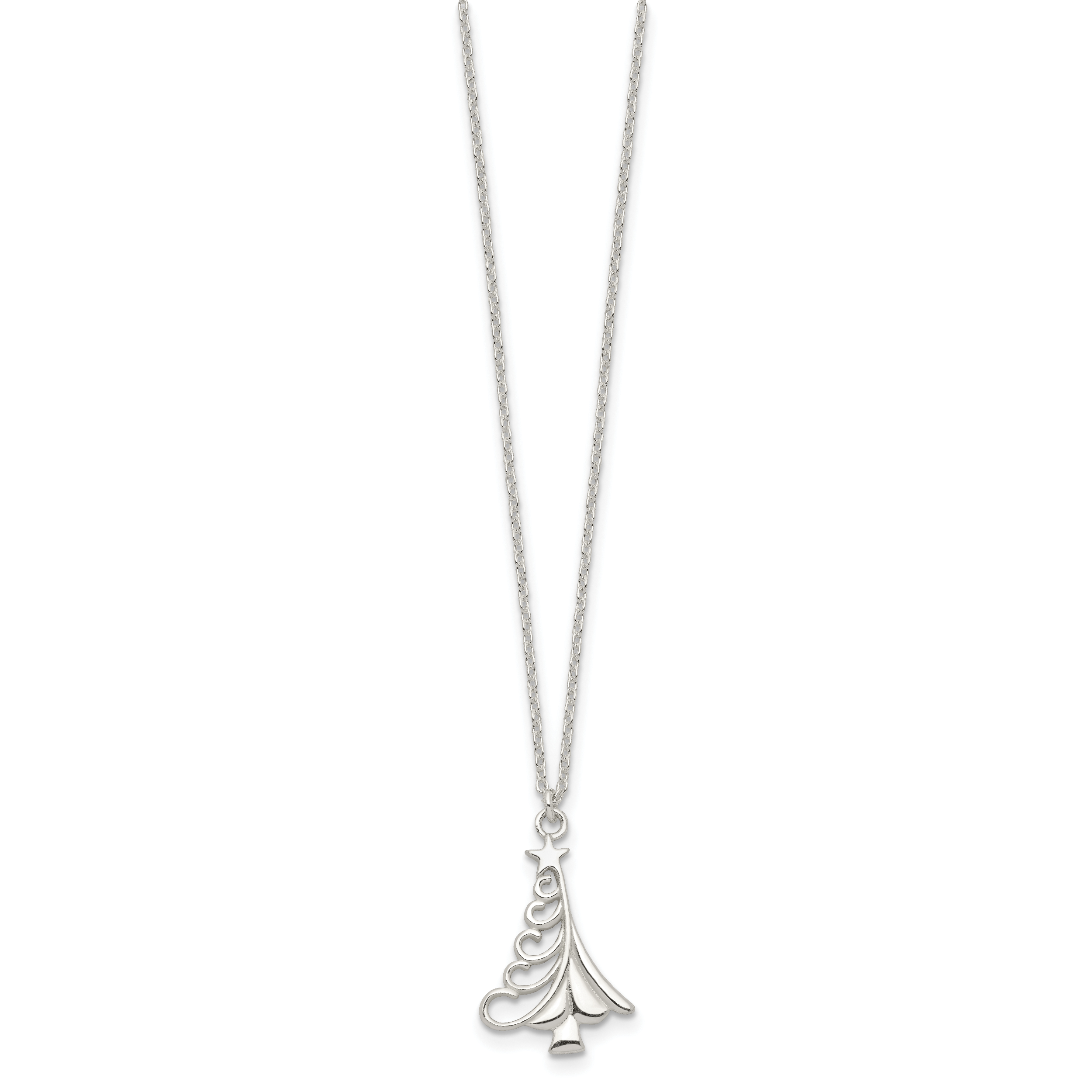 Sterling Silver Polished Christmas Tree Necklace Secondary image