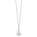 Sterling Silver Polished Christmas Tree Necklace