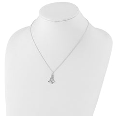 Sterling Silver Polished Christmas Tree Necklace