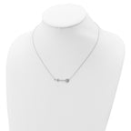 Sterling Silver Rhodium-plated CZ Arrow With 2in ext. Necklace