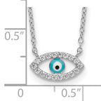 Sterling Silver Rhodium-plated Enamel Eye With CZ Necklace
