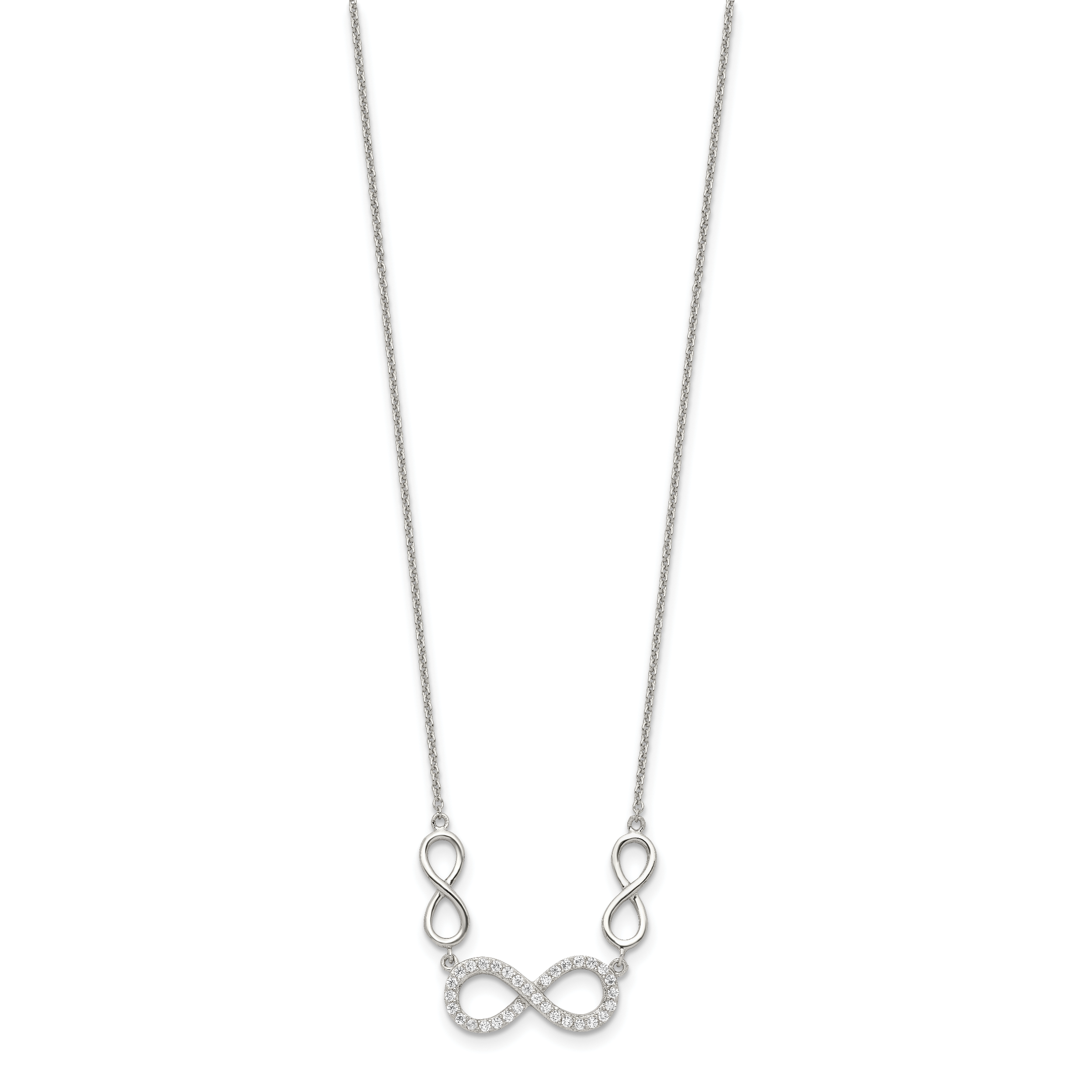 Sterling Silver RH-plated Polished CZ Infinity Symbol Necklace Secondary image
