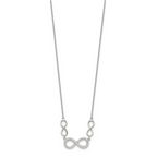 Sterling Silver RH-plated Polished CZ Infinity Symbol Necklace