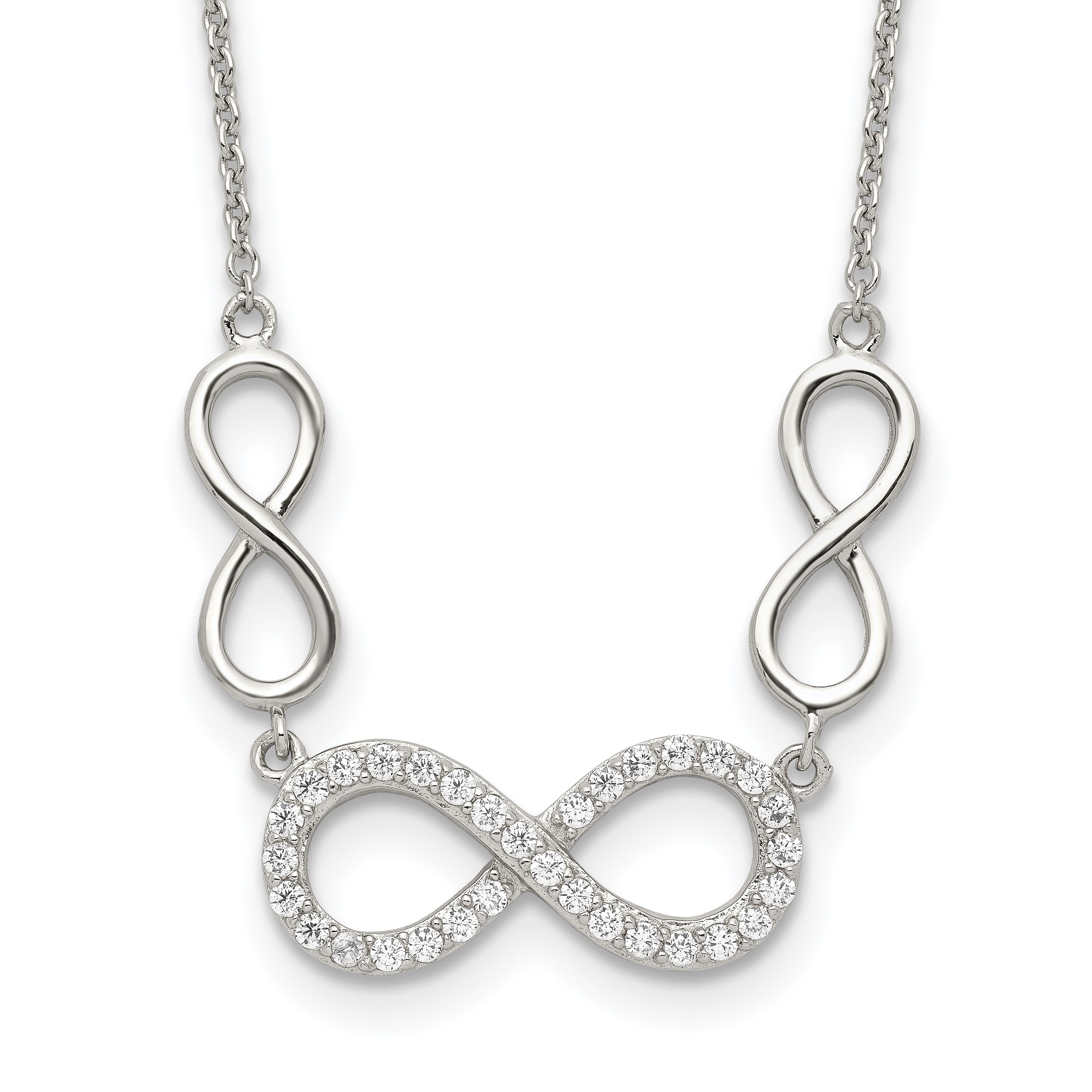 Sterling Silver RH-plated Polished CZ Infinity Symbol Necklace Main image