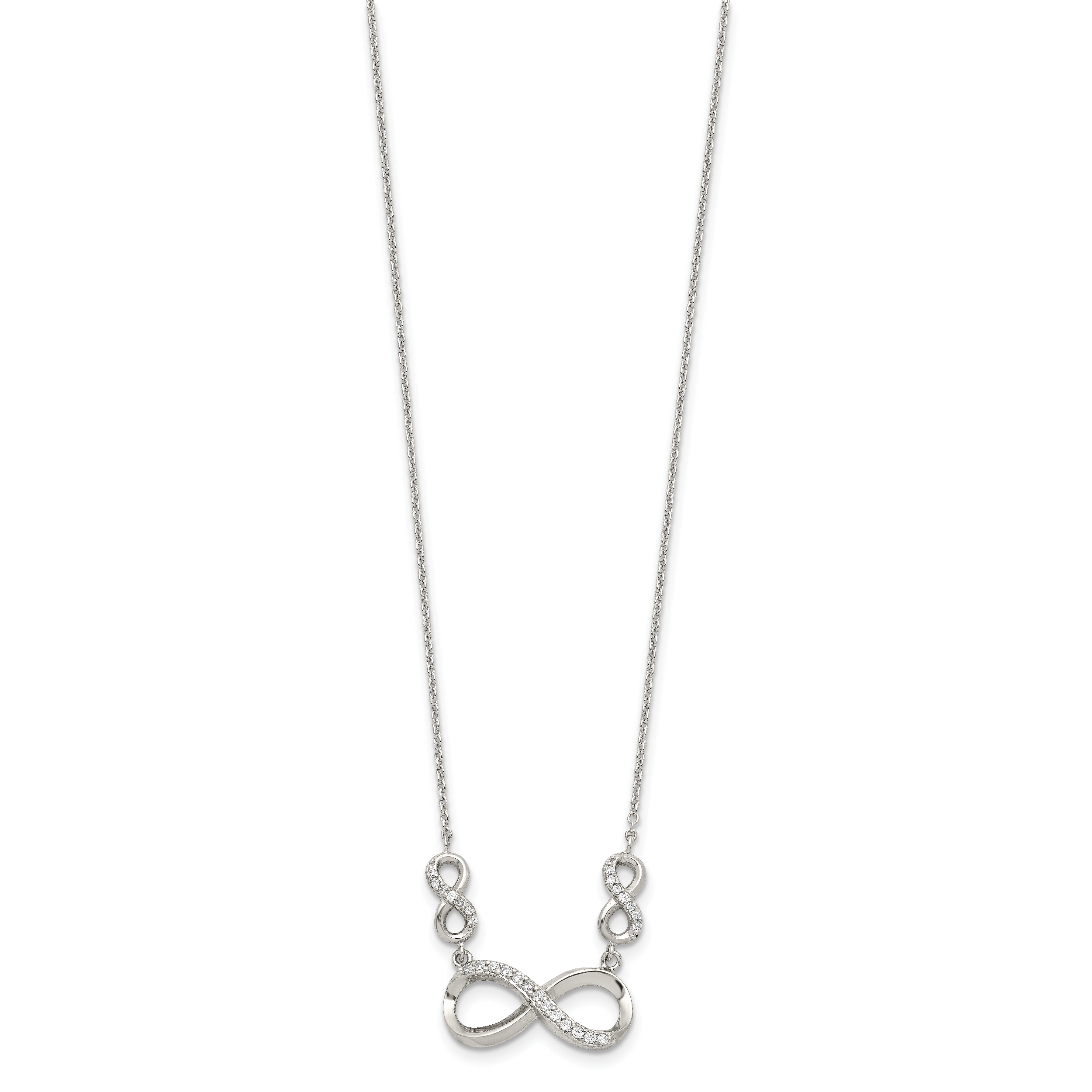 Sterling Silver Rhodium-plated Polished CZ Infinity Symbol Necklace Secondary image