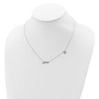 Sterling Silver Rhodium-plated Polished LOVE with CZ Heart Necklace