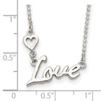 Sterling Silver Polished LOVE With Heart Necklace